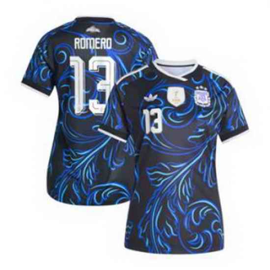 Women 13Cristian Romero Argentina National Team adidas 2026 Away Replica Jersey Black 3